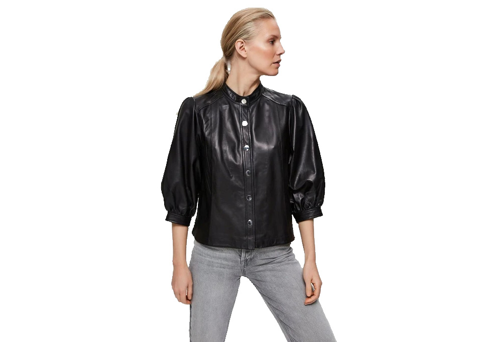 chemise cuir manches ballon